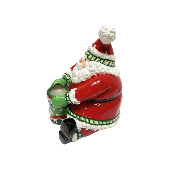 Fitz and Floyd Stocking Stuffers Lidded Box Santa Holding Stocking - Picture 3 of 10